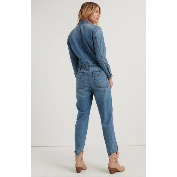 Lucky Brand Denim Utility Cargo Boiler Suit Jean Pants Jumpsuit Large Workwear - Picture 4 of 11